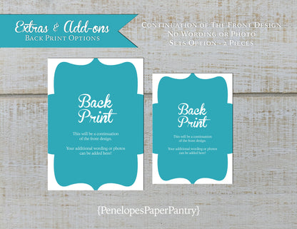 Made to Match Back Print Stationery Add-On