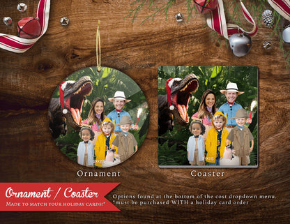 Funny Jurassic World Christmas Family Photo Card Personalized Dinosaurs TRex Dr Grant Printed Cards Envelopes Included Return Address Labels