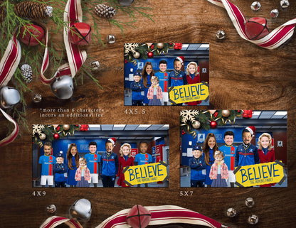 Funny Ted Lasso Believe Christmas Photo Card Personalized Roy Kent Rebecca Custom Text Printed Card Back Print Return Address Label Envelope