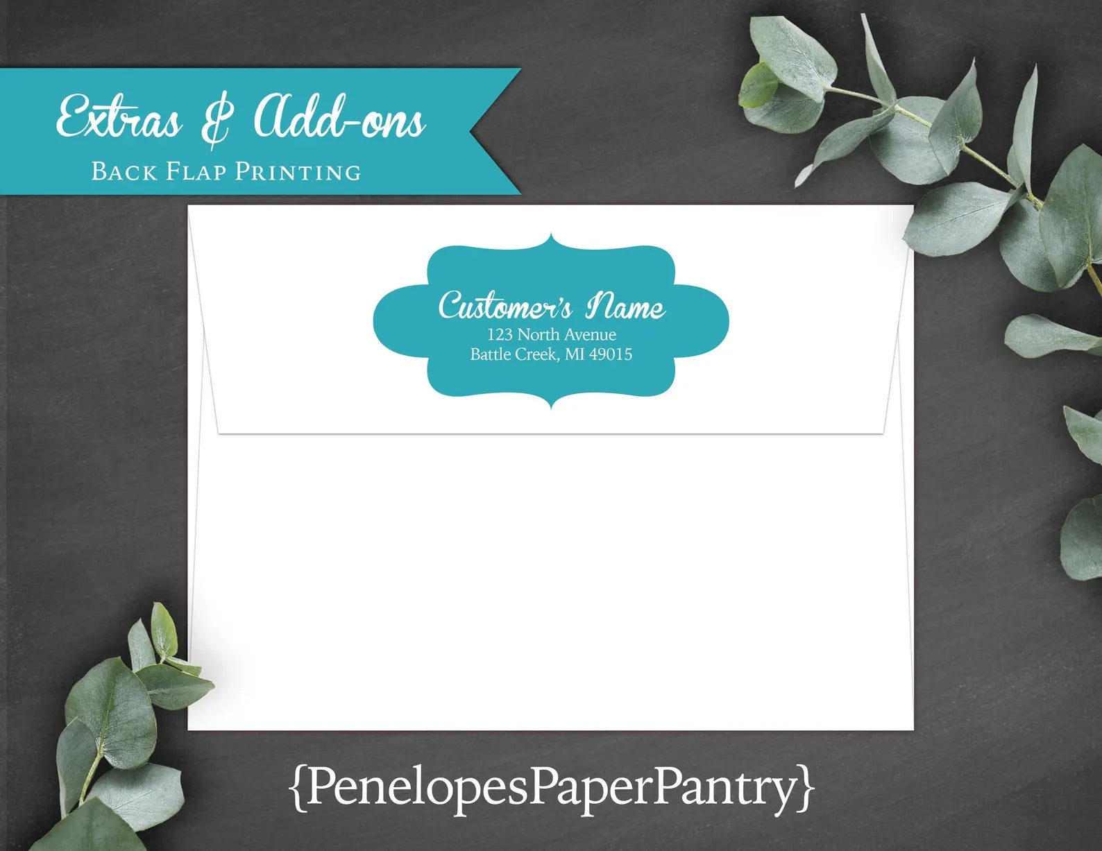 a white envelope with a blue label on it