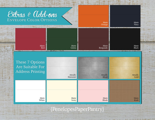 Upgrade to Color & Metallic Envelopes Stationery Add-On