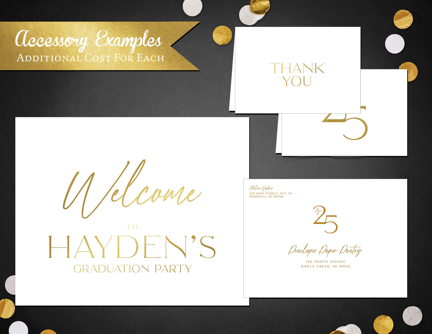 Class of 25 with Gold Foil Graduation Open House or Ceremony Invitation