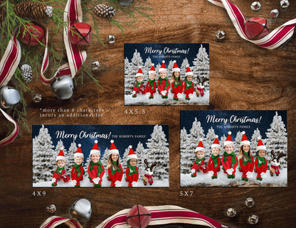 Personalized Funny Elves Christmas Photo Card in Winter Forest with Custom Text  Envelope