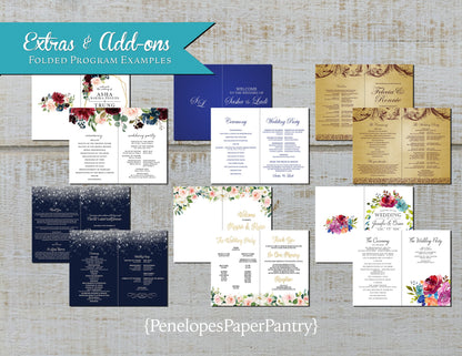 Made to Match Folded Event Program Match Stationery Add-On