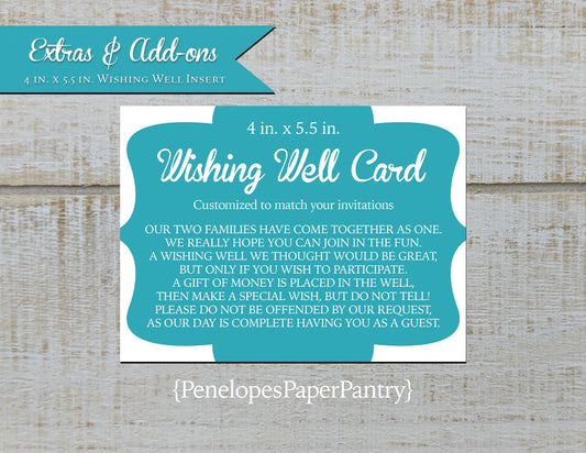 Made to Match Wishing Well Registry Card Stationery Add-On