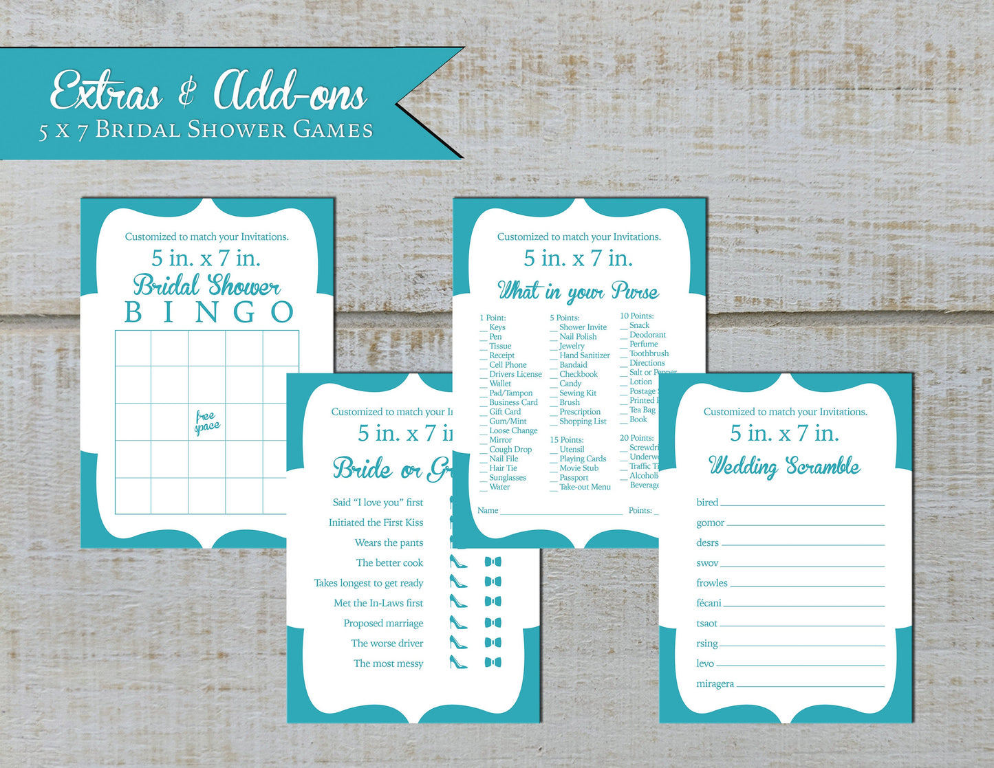 Made to Match Bridal Shower Games Stationery Add-On