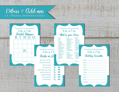 Made to Match Bridal Shower Games Stationery Add-On