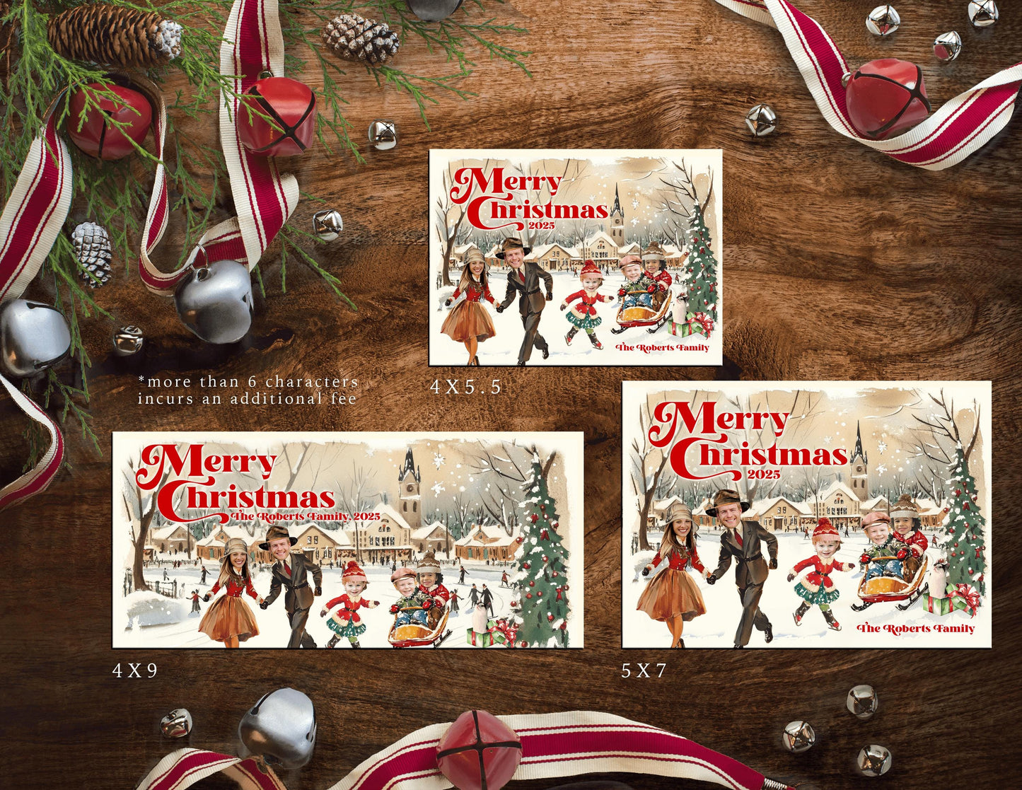 Funny Retro Family Christmas Photo Card | Personalized Vintage Classic Holiday Card
