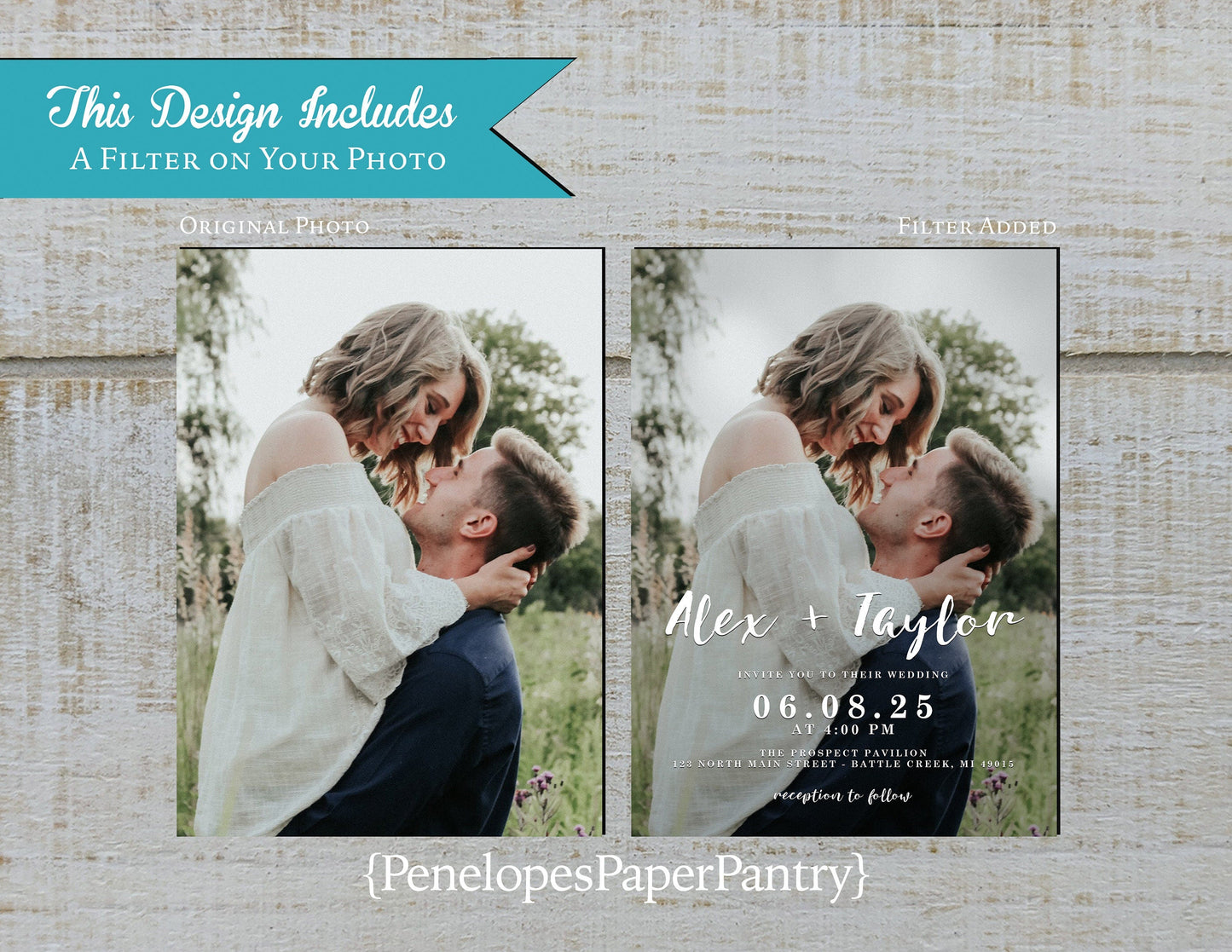 Bokeh Engagement Photos Wedding Invitation, Set, or Suite