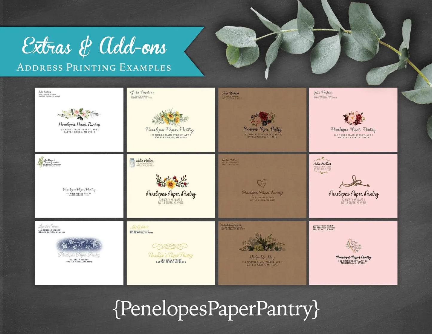 a bunch of business cards with flowers on them