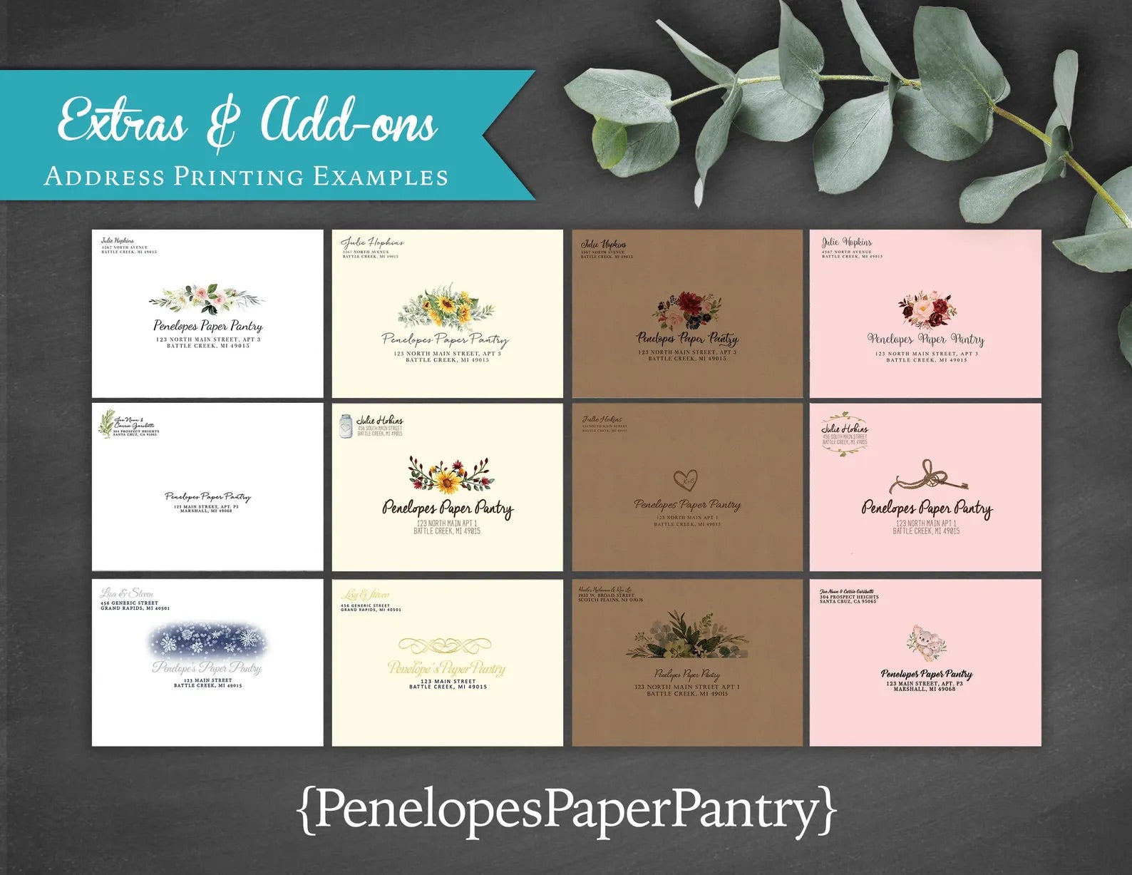 a bunch of business cards with flowers on them