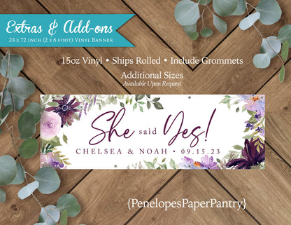 Purple Floral Hues Engagement Vinyl Banner with Grommets