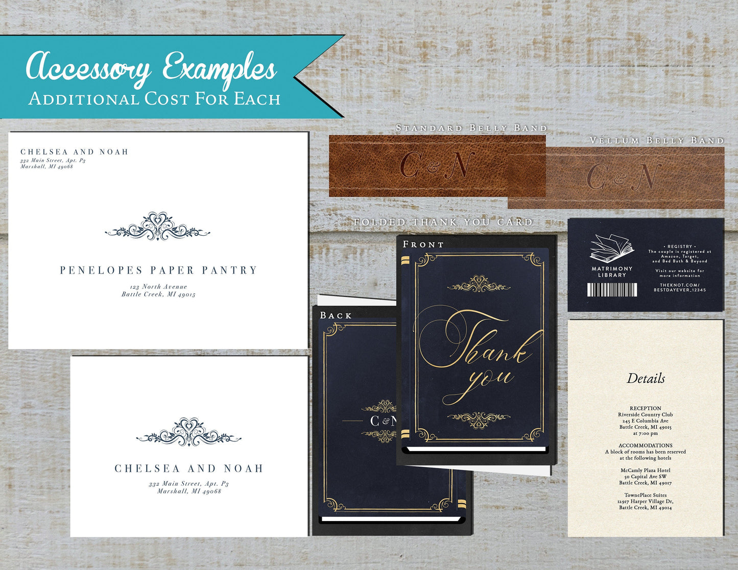 Love Story Navy and Gold Book Theme Traditional Wedding Invitation, Sets, or Suite
