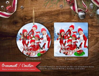 Funny Sledding Elves Christmas Photo Card – Personalized Snowboarding Elf Family Card | Printed with Back Design, Envelopes & Return Address Label