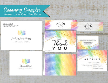 LGBTQ+ Rainbow Border Traditional Wedding Invitation, Sets, or Suite