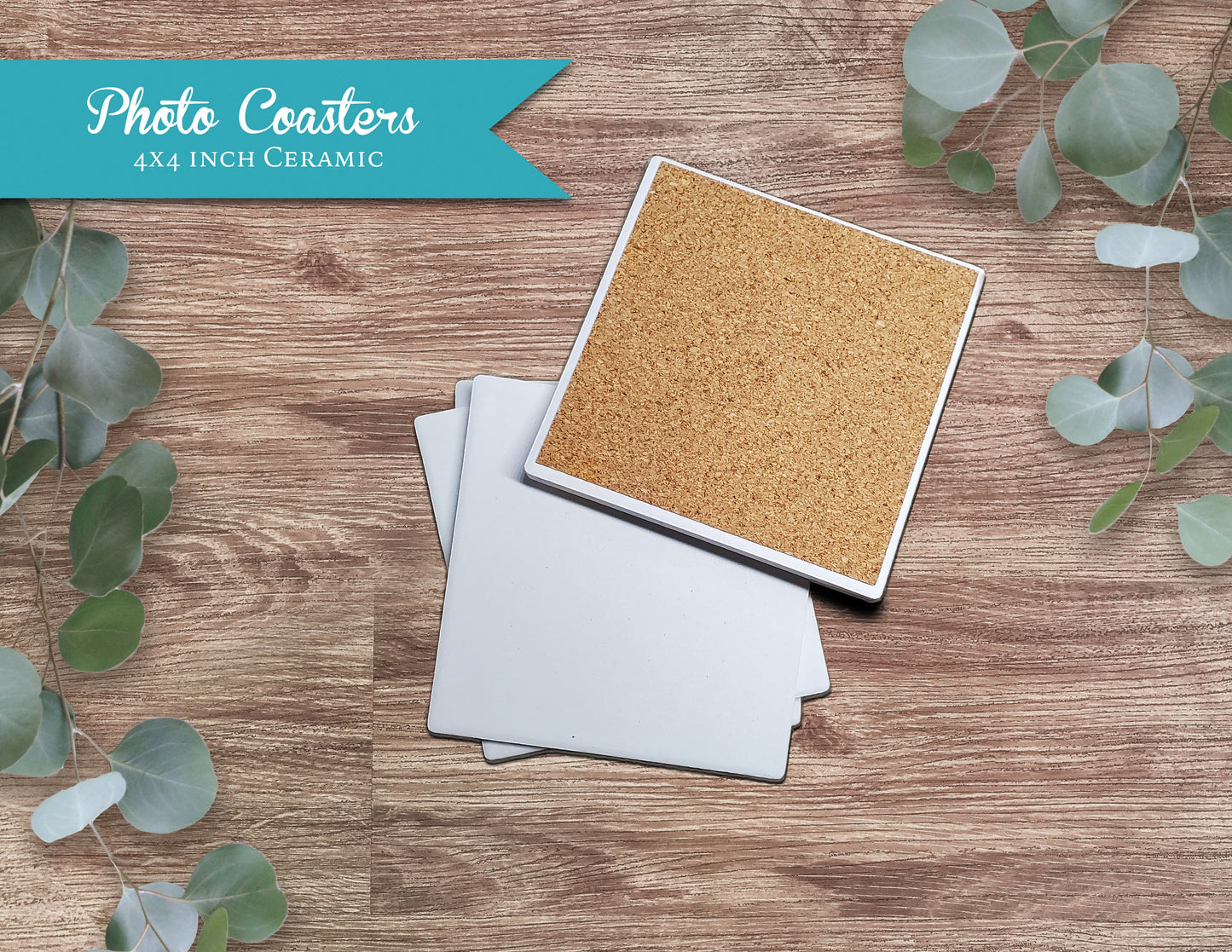Rustic Christmas Barn Set of 4 Ceramic Coasters with Cork Back