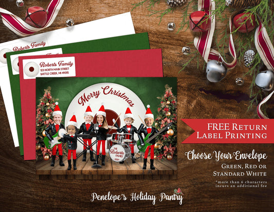 Elf on the Shelf Inspired Band Character Holiday Greeting Cards