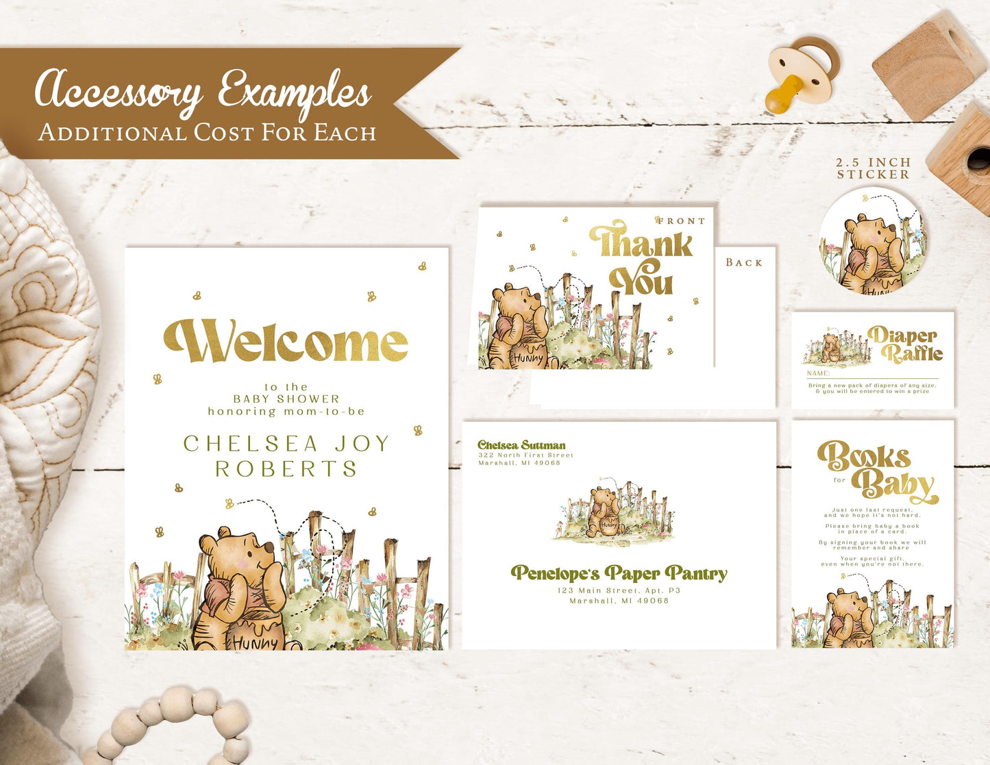 Winnie the Pooh Inspired Baby Shower, Gender Reveal, or Sprinkle Invitations
