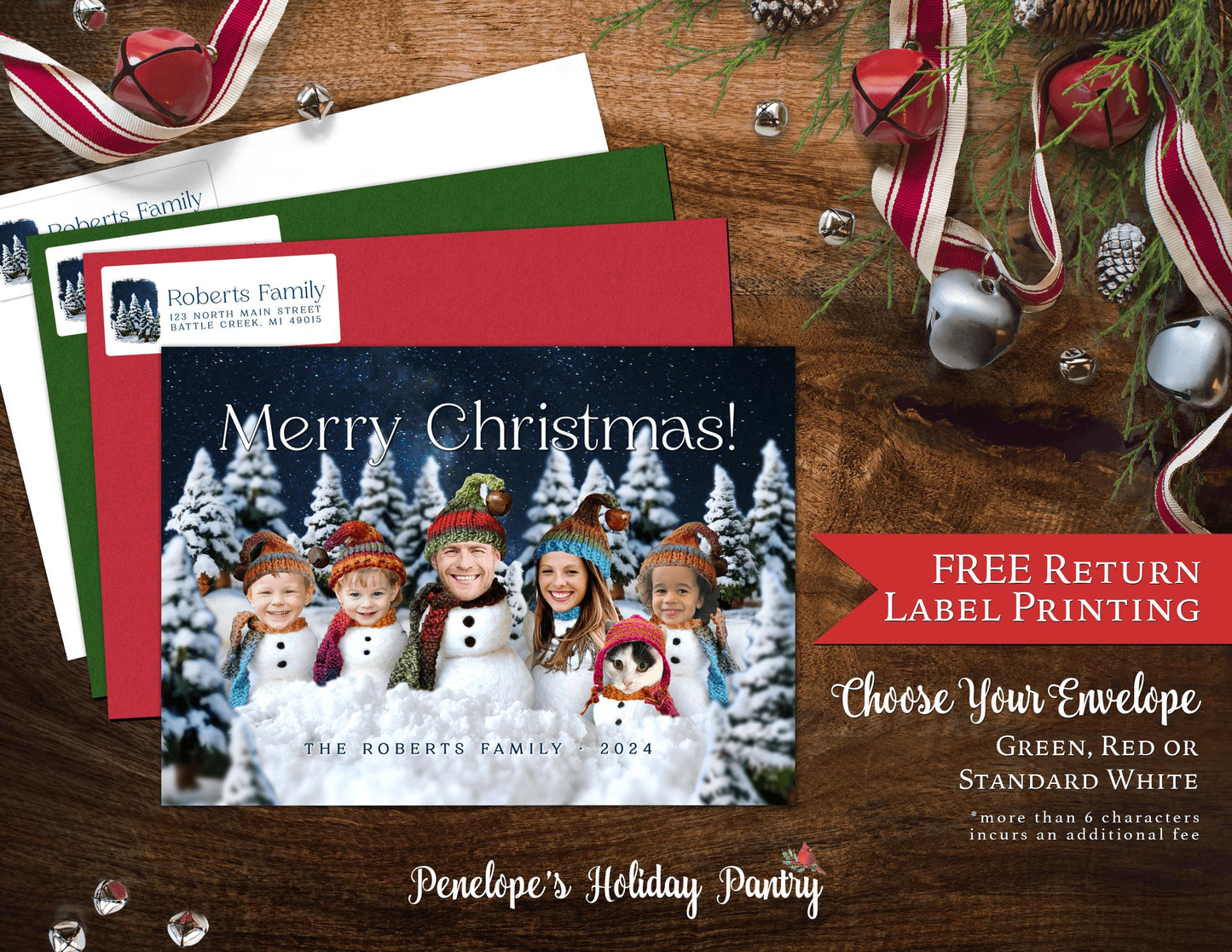 Funny Holiday Photo Card – Personalized Christmas Card by Penelope’s Paper Pantry – Free Shipping