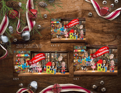 Funny Toy Store Christmas Family Photo Card | Personalized Classic Toys Holiday Card with Envelopes & Back Print