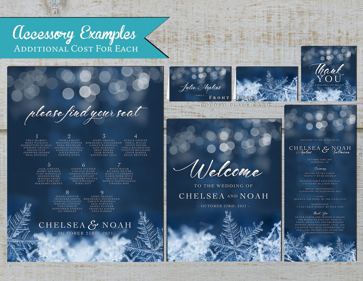 Blue Frost and Snow with Bokeh Lights Winter Wedding Invitation, Set, or Suite