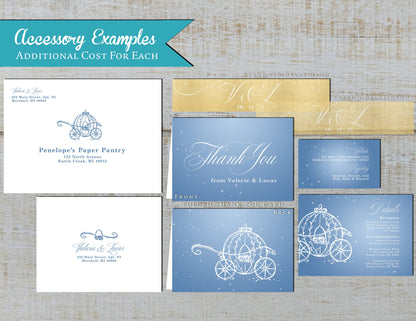 Cinderella Carriage, Fairy Tale Summer Wedding Invitation, Set, or Suite