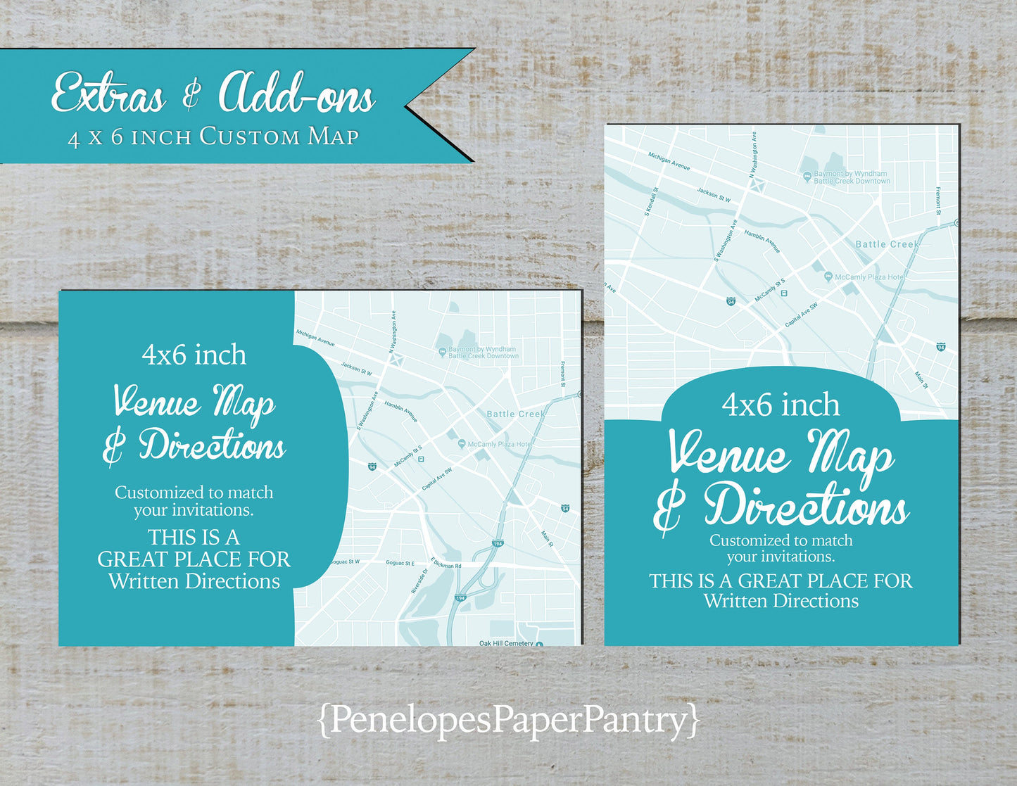 Made to Match Insert Venue Map Enclosure Card Stationery Add-On