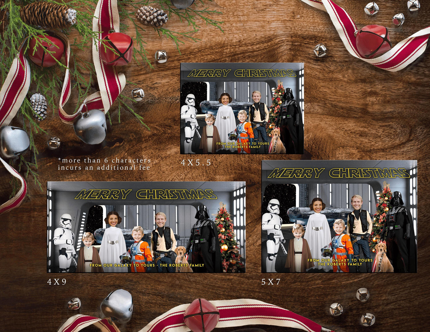 Funny Star Wars Christmas Photo Card – Personalized Family Card with Luke, Leia, Darth Vader & Chewbacca – Printed with Envelopes Included