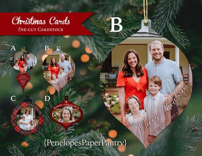 Personalized Photo Card Christmas Ornament - Unique Family Tree Decoration