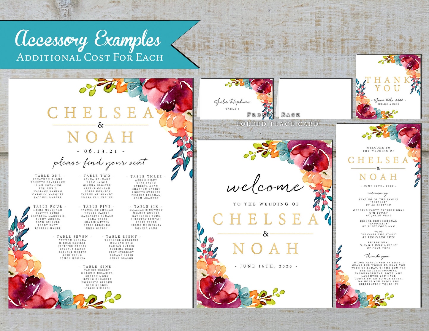 Elegant Bright Floral Summer Wedding Invitation Personalized Hot Colors Gold Print Shimmery Printed Invitations Envelopes Included Unique