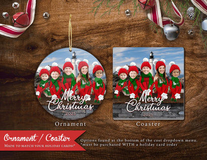 Personalized Funny Elf Family Christmas Photo Card with Custom Background Printed Cards  Envelopes Unique Return Address Label