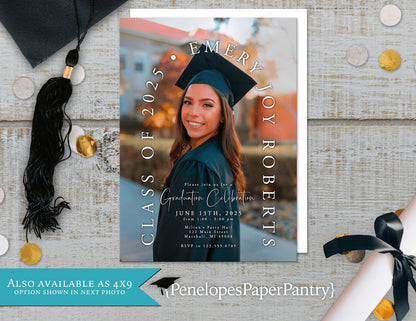 Graduation Announcement Party Invitation Personalized One Photo Arch Custom Text