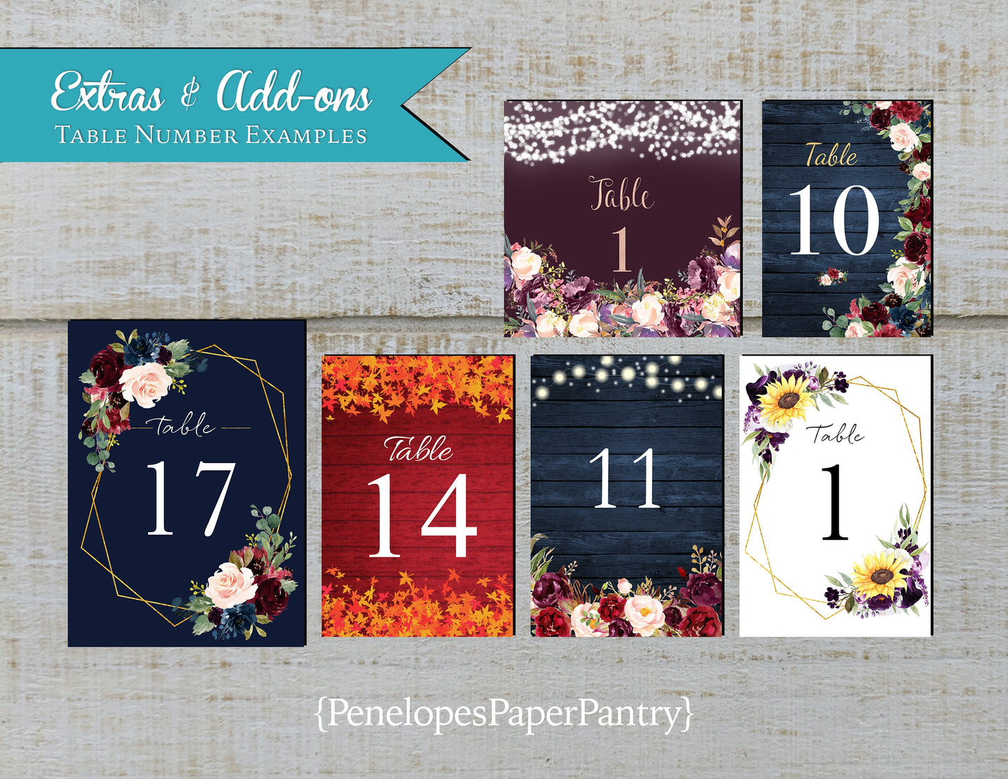 Made to Match Flat Table Number Cards Stationery Add-On