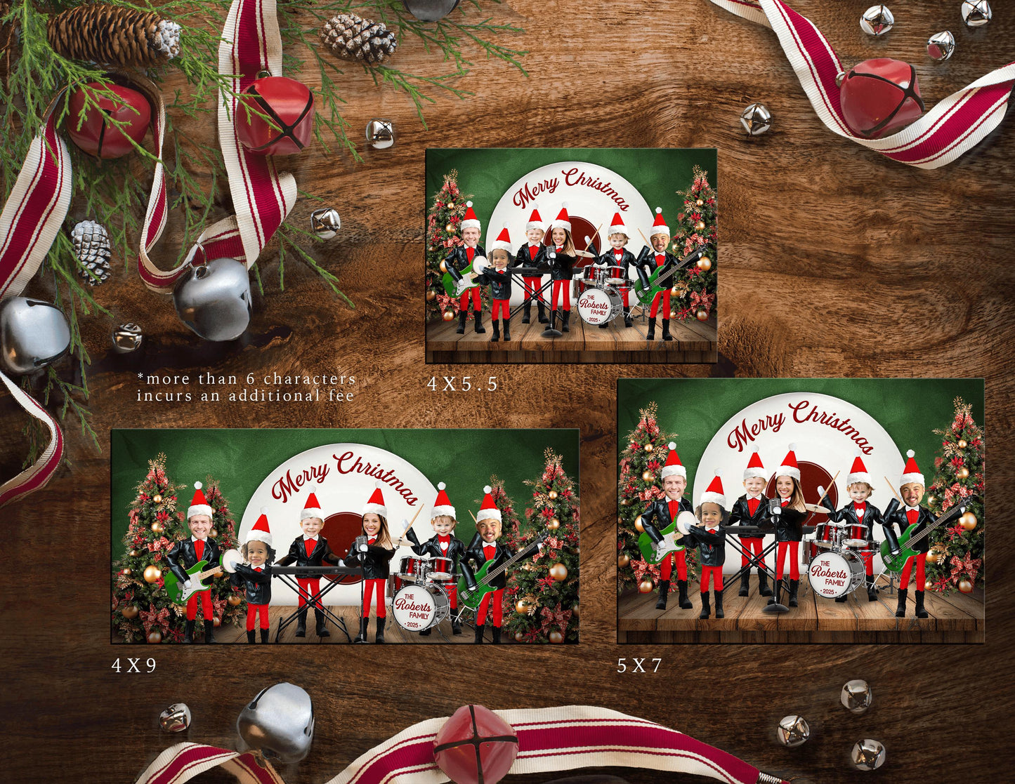 Personalized Funny Elf Rock Band Christmas Photo Card with Envelopes - Unique Double-Sided Design