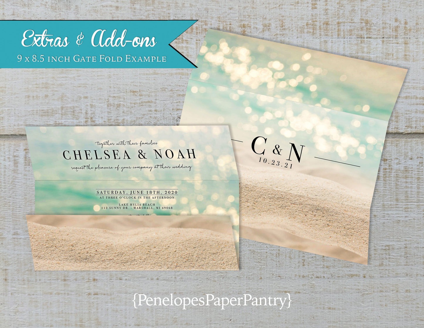 Upgrade Your 5x7 Invitation to a Gatefold Style Stationery Add-On