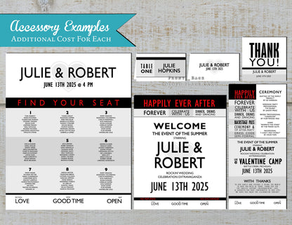 Unique Concert Ticket Wedding Invitation Personalized Rock Pop Jazz Country Heavy Metal Electronic Printed Invitations Envelopes Included