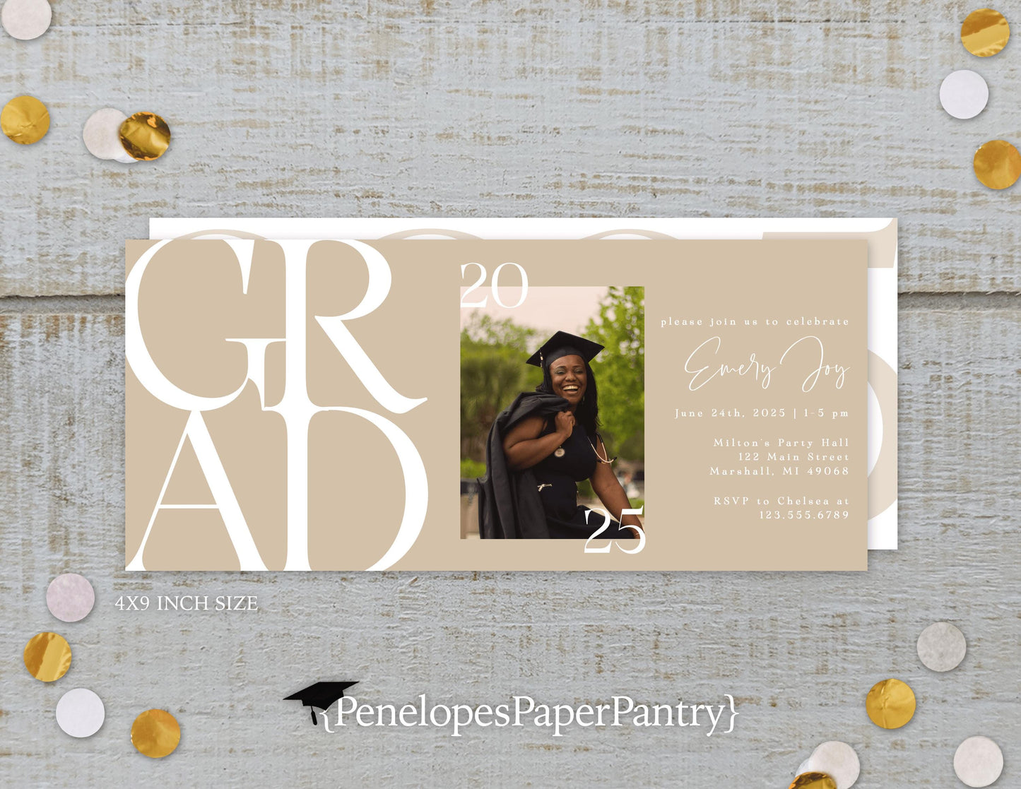 Modern Grad Neutral Photo Graduation Open House or Ceremony Invitation