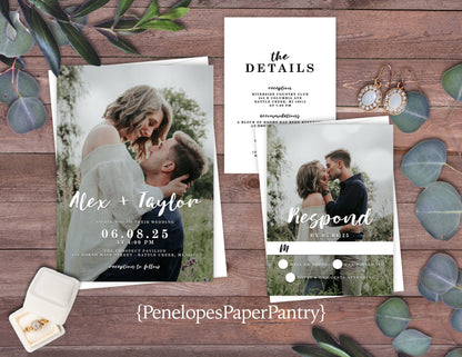 Bokeh Engagement Photos Wedding Invitation, Set, or Suite