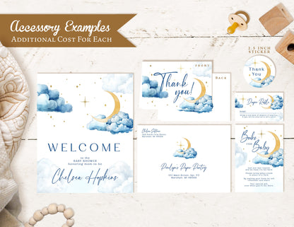 Twinkle Twinkle Little Star Baby Boy Shower Invitation – Elegant Gold Foil Stars – Personalized Printed Invite with Envelope Included by Penelope’s Paper Pantry