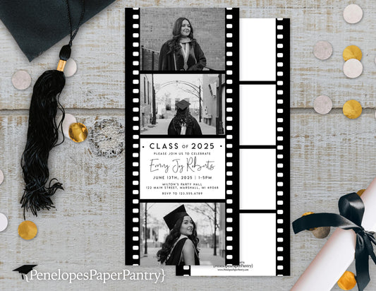 File Strip Multi Photo Graduation Open House or Ceremony Invitation