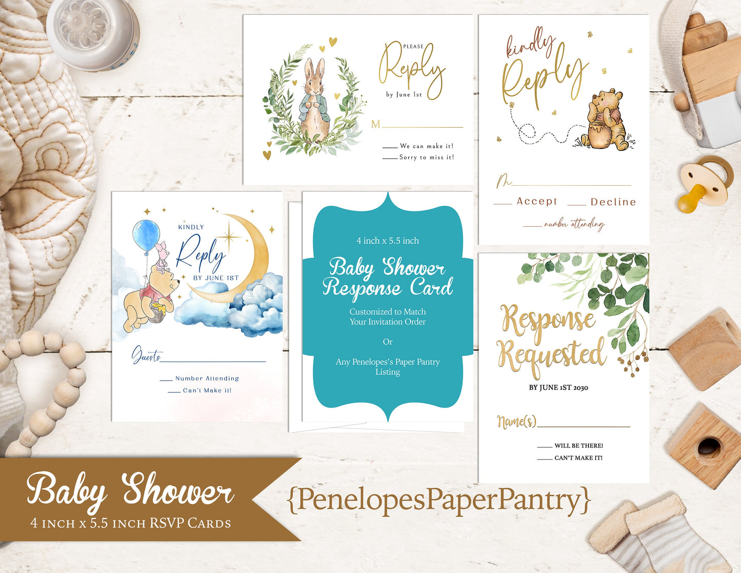 Custom Baby Shower Invite RSVP, Matching Baby Shower RSVP Card,Designed to Match,Front Print,Personalized,Printed RSVP,Envelope Included