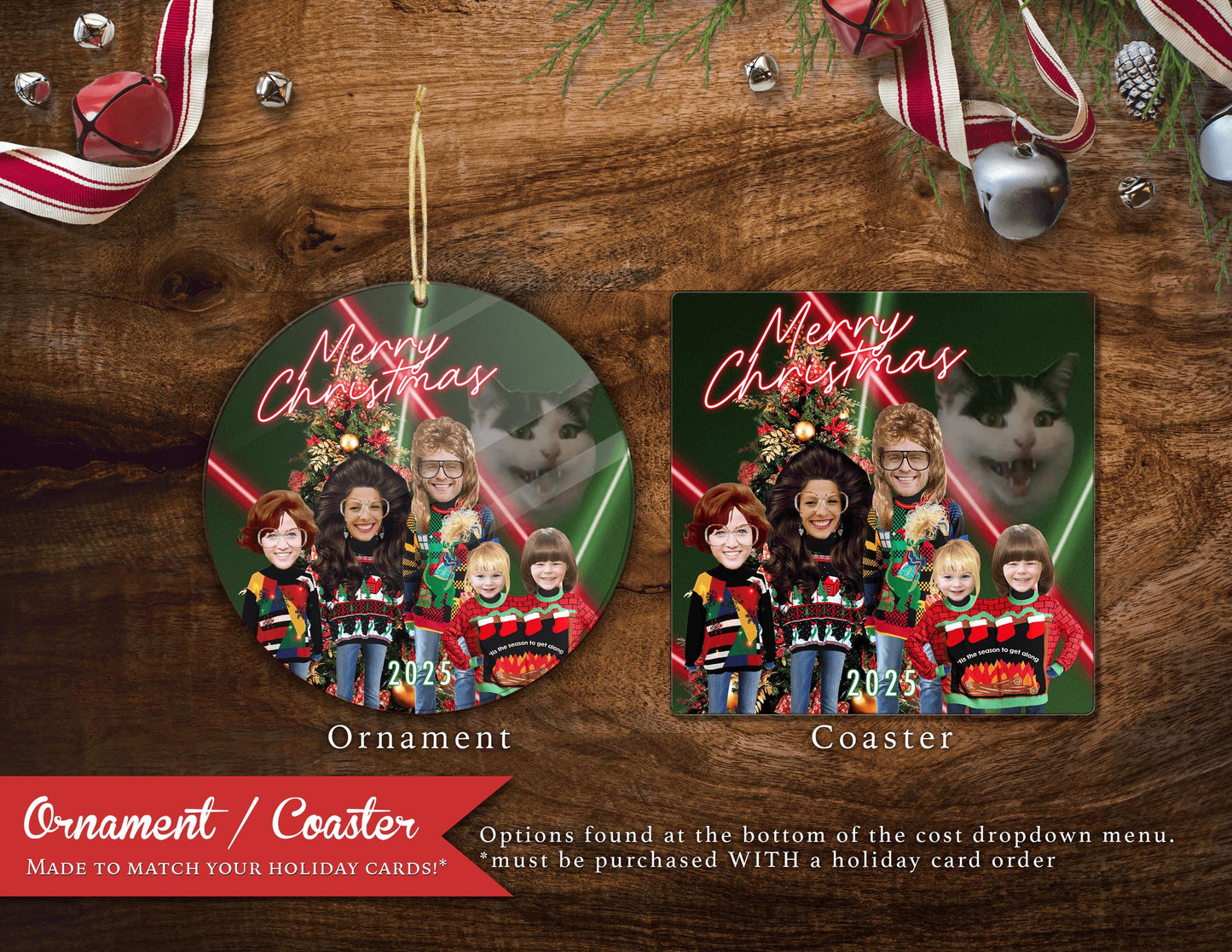 Funny Retro Christmas Photo Card | Personalized 80's Throwback Holiday Card