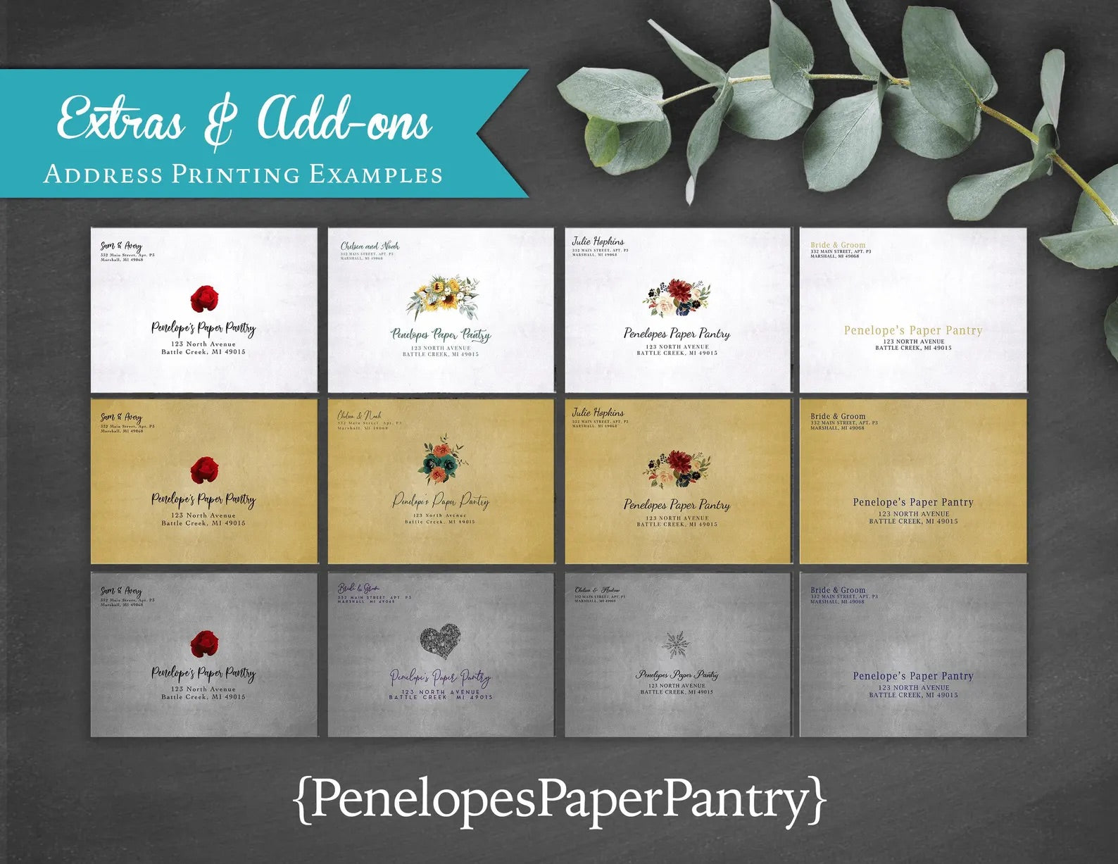 a bunch of business cards with flowers on them