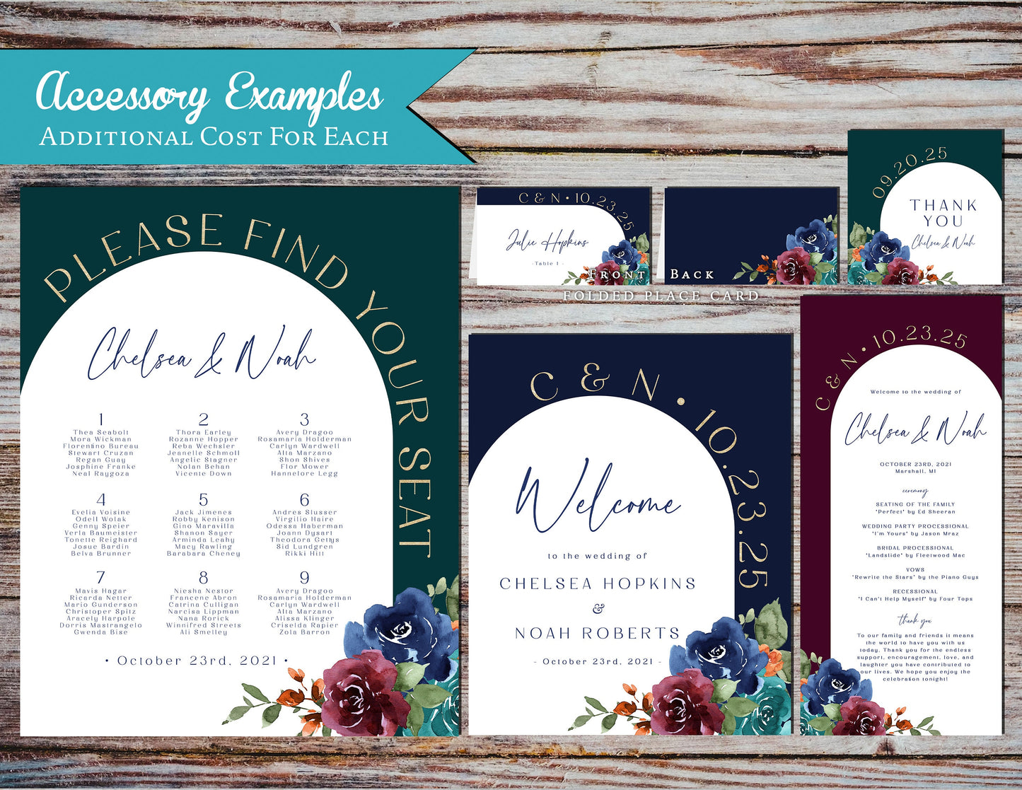 Jewel Tone Florals with Arch Frame on Jewel and White Background Fall Wedding Invitation, Set, or Suite