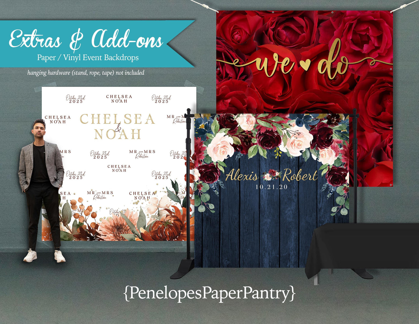 Made to Match Vinyl Event Backdrops Stationery Add-On