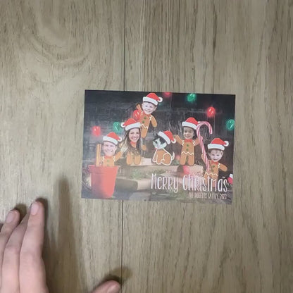 Funny Gingerbread Family Christmas Photo Card – Personalized Elves & Hot Chocolate Design – Printed Cards with Envelopes & Return Address Labels