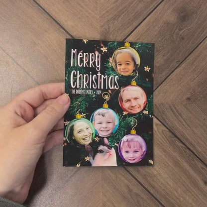 Funny Christmas Family Photo Ornament Card – Personalized Keepsake with Printed Cards, Envelopes & Return Address Labels Included