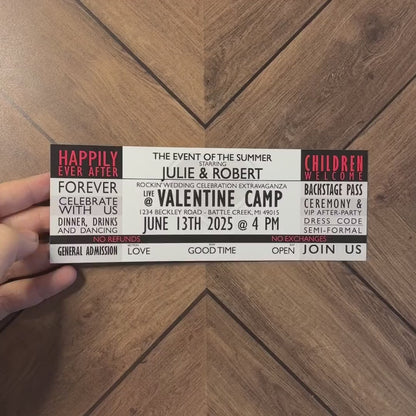 Unique Concert Ticket Wedding Invitation Personalized Rock Pop Jazz Country Heavy Metal Electronic Printed Invitations Envelopes Included