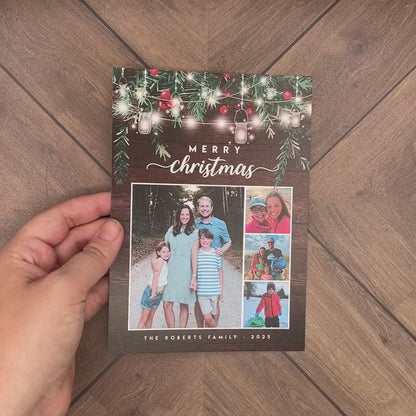 Elegant Rustic Double-Sided Personalized Christmas Cards | Free Custom Envelope & Address Printing