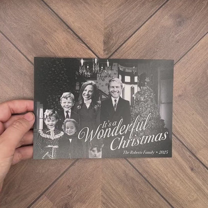 Personalized Funny Christmas Family Photo Card - Its A Wonderful Life George Bailey Design with Envelopes  Return Address Labels